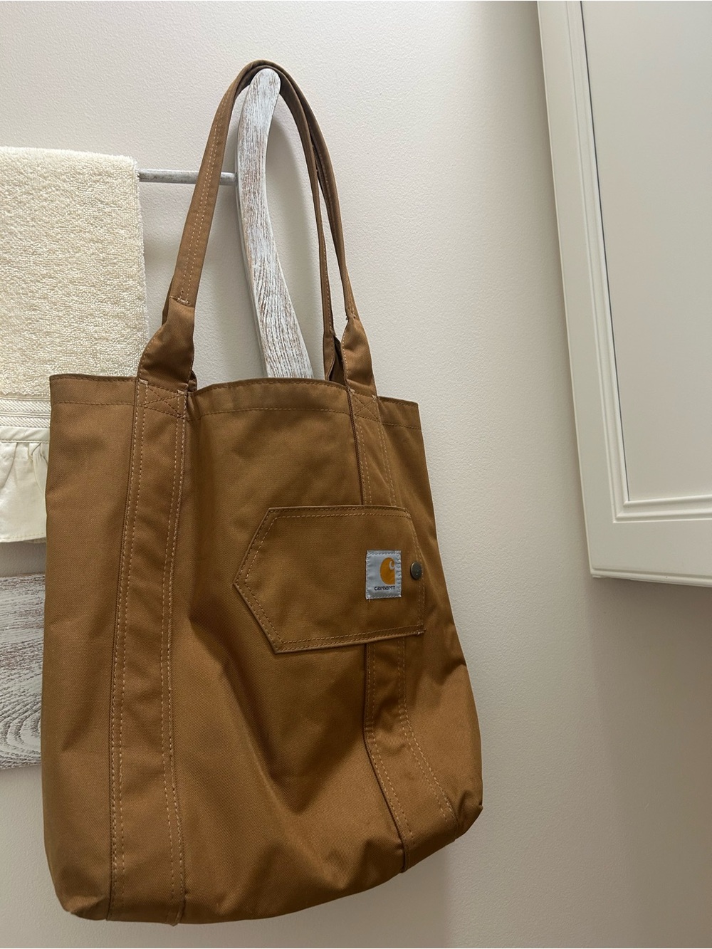 Carhartt Brown/Tan Canvas Tote Bag 14x15”. Excellent condition. - Picture 6 of 11